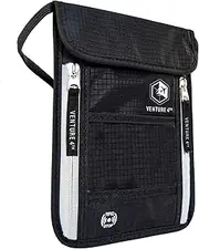 [VENTURE 4TH] Travel Neck Wallet with RFID Blocking – Passport Holder Neck Pouch to Keep Your Cash and Documents Safe – Get Peace of Mind When Traveling