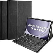 [ProCase] Keyboard Case for Galaxy Tab A9 Plus 11 Inch 2023 (Model: SM-X210/X215/X216/X218), PU Leather Case with Magnetic Detachable Wireless Keyboard for Galaxy Tablet A9+ 11"- Black
