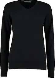 [KUSTOM KIT] Womens/Ladies Arundel Cotton V Neck Sweatshirt (UK Size: 16 UK) (Black)