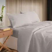 Kensington 1200 Thread Count 100% Cotton Sheet Set Stripe Hotel Grade Soft Touch Silver (Double, Queen, King)