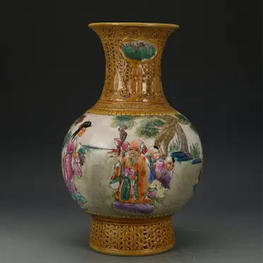 大清康熙粉彩花鳥棒槌瓶古玩收藏真品彩繪花瓶瓷器老物件老貨擺件| 協貿