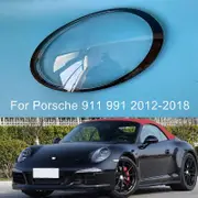 For Porsche 911 991 2012-2018 Front Headlamp Lens Cover Headlights Shade Transparent Mask Lampshade Glass Lamp Shell Black Edge Right