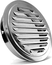 Stainless Steel Air Vents, PartsExtra Louvered Grille Cover Vent Hood Flat Ducting Ventilation Air Vent Wall Air Outlet with Fly Screen Mesh (4.7inch)