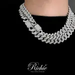 【 𝐂𝐑𝐄𝐀𝐌.𝐋𝐀𝐁 】RICHIEJEWELRY瑞奇珠寶® 菱形古巴項鍊 15MM鋯石 台灣品牌 嘻哈 饒舌