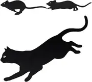 Cat Silhouette - Iron Cat Garden Decor | 6.89 Inches Metal Lawn Sign Set | Outdoor Yard Art Decor | Chasing Mice Garden Sculptures, Cute Cat Silhouette Signs for Lawn Patio