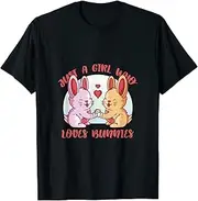 [X.Style] Just a Girl Who Loves Bunnies Kids Sweet Rabbit Bunny Ranch ds633 T-Shirt Black