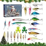 Fishing Lures Advent Calendar,Advent Calendar 2024 Fishing Lures - Fishing Lures Christmas Advent Calendar 2024 Fish Bait Kit | Fish Bait Kit Christmas Advent Calendar for Adults, Men, Teens Boys
