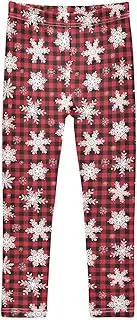 [Joisal] Christmas Snowflakes Plaid Red Girls Legging, Ideal for Leggings for Teens, Kids Pants Girls, 4t Girls Leggings