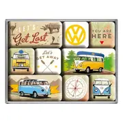 9pc Nostalgic Art Bulli Let's Get Lost 2.2/4.5cm Magnet Set Kitchen Fridge Decor