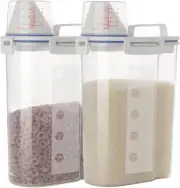 2 Pcs 5.5 LB Rice Storage Container, Airtight Cereal Flour Dispenser with Pou...