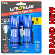 Life Gear ADVANCED FLASHLIGHT 2pk LED Mini-Max 100 Lumens 5Light Mode