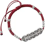 [QSAENHA] Silver Wealth Bracelet Five Emperors Coin Feng Shui Bracelet Chinese Red Cord Bracelet Antique Silver Lucky Wealthy Amulet Ancient Coin Charm Talisman Against Evil for Prosperity Money/1960