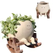 Smily Face Planter Pot Resin Rocking Chair Succulent Pot for Indoor Outdoor Plants