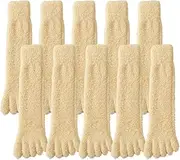 [Jaksairos] Women's Five-Finger Fuzzy Slipper Socks 5/10 Packs Fuzzy Coral Fleece Socks Thermal Plush Socks Sleep Toe Socks