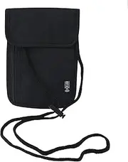 [ZHXGO] RFID Blocking Neck Pouch, Passport Holder Neck Wallet, Anti-Theft Travel Document Chest Pocket, Neck Document Organiser Bag, Waterproof Travel Wallet with Adjustable Neck Strap for Cash Credit Cards,