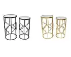 Set of 2 Bedside Table Bed Side Stand Metal Marble Top Table Plant Gold/Black