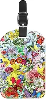 [WOSHJIUK] Luggage Tags,2 Pack Labels Suitcase Tags,Flowers and Butterflies Garden,Luggage Tags Privacy Protection Travel Bag Tag