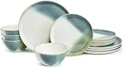 12-Piece Stoneware Dinnerware Set Color Block Reactive