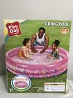 Pool Play Day 3-Ring Inflatable PINK Unicorn Kids Toddler Swimming Pool Outdoor