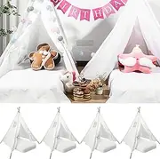 4 Pack Kids Inflatable Bed Teepee Tent Set, Includes 4 Portable Air Mattresses, Foldable Tents, and White Flat Sheets