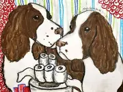 English Springer Spaniel Dog Art Print 8.5 x 11 Signed Artist KSams TP Hoarders