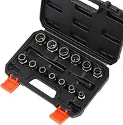 HORUSDY 13+2 Pieces Damaged Bolt & Nut Remover Set, Impact Socket Threading Extractor, Lug Nut Removal Tool with Solid Storage Case for Removing Damaged, Frozen, Rusted, Rounded-Off Bolts, Nuts & Screws