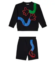 [Stella McCartney Kids] Stella McCartney Kids Printed cotton fleece sweatshirt and shorts set Y 3 multicoloured