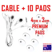 Omron compatible TENS ELECTRODE PADS CABLE + 10 PREMIUM 4cm x 3cm PADS ⭐⭐⭐⭐⭐