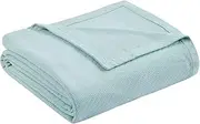 [Madison Park] Liquid Cotton Blanket, Full/Queen, Light Blue