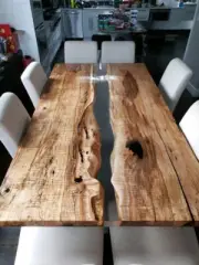 Buy Clear Epoxy table/ Walnut dining table transparent / Epoxy Resin home Decor
