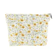 1Pc Women Durable Flower Cosmetic Bag for Outdoor Activities Yellow White