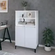 Highboard High Gloss White 60x36x110 cm Engineered Wood