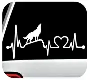 Howling Wolf Heartbeat Lifeline Decal Sticker Car Truck SUV Laptop Surface K1104