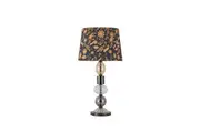 Allegra Flower Fabric Shade Metal Glass Base Desk Table Light Lamp Black Nickel