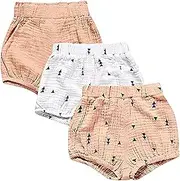 [EISHOW] Infant Baby Girls Boys Summer Soft Bloomers Cotton Linen Blend PP Pants Striped Harem Triangle Shorts