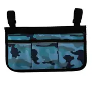 Reflective Wheelchair Armrest Storage Bag with Pockets & Straps for Mobility
