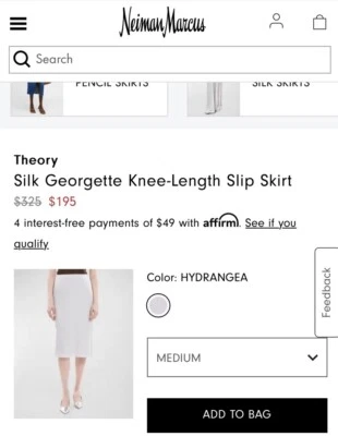 Theory Silk Georgette Knee Length Elastic Waist Slip Skirt in Hydrangea M
