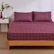 Dreamaker Micro Flannel Grid Combo Fitted Sheet Set - Cherry