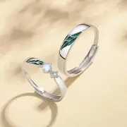 14K White Gold Couple Opal Ring-Engagement Ring-Valentine Gift Proposal Ring