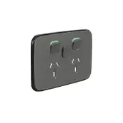 Clipsal Iconic ASH GREY Essence Skin Socket Switch Horizontal Double Extra Switch - E3025XC-AG