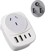 US Travel Adapter-Au to USA Universal Travel Plug Featuring 2 USB-C Ports and 2