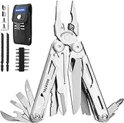 Multitool 29 in 1 Multi Tool Pliers with Interchangeable Wire Cutters and Saw, Heavy Duty Stainless Steel Multitool Set and Nylon Sheath for Camping Survival Gifts for Men
