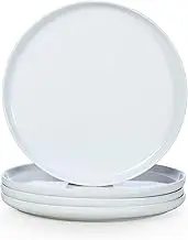WishDeco Ceramic Dinner Plates Set of 4, Large Serving Plates 27cm, White Round Porcelain Serving Dishes for Salad, Pizza, Steak, Buffet, Microwave & Dishwasher Safe