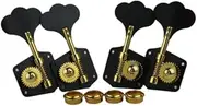 Guyker Carbon Fiber Bass Machine Head (2R + 2L) - 1:28 Ratio Gear Open Frame Tuners Tuning Key Pegs Replacement for Electric Jazz Guitar Bass or Precision Instruments, Gold