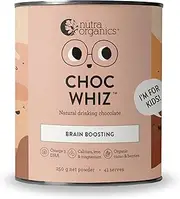 Nutra Organics Choc Whiz Brain Boosting 250g | Wholefood Drink for Kids | Cognitive Function, Teeth & Bones, Energy & Growth Support (41 Serves)