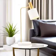 Addison Table Lamp in White / Brushed Brass