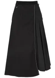 High Implicate Wrap-effect Stretch-cotton Midi Skirt - Black - 48 (UK16 / XL) 48 (UK16 / XL)