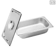 NNEAGS GN Pan Full Size 1/3 GN Pan 6.5 cm Deep Stainless Steel Tray With Lid