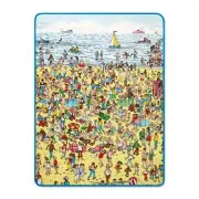 Officially Licensed Where's Waldo? Crowded Beach Scene Colorful Throw Blanket