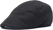 [ANMUR] Summer Newsboy Hats for Men 2022 Grid Flat Caps Casual Trucker Cap Cotton Sun Ivy Hat for Seniors (Color : Black, Size : One Size)